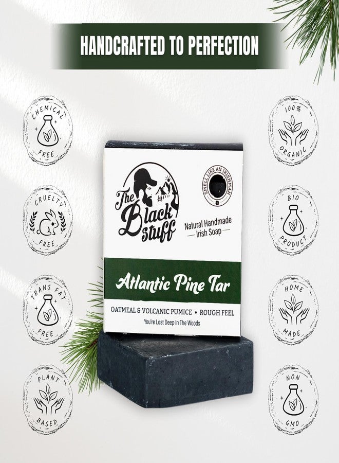 The Black Stuff All Natural Bar Soap for Men Handmade Cold Process Soaps with Organic Ingredients and Essential Oils - Mens Soap for Daily Use, Atlantic Pine Tar (3 Packs) - Image 4